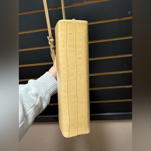 TROUVÉ Faux Croc Shoulder Bag – Beige Structured Purse - Picture 6 of 7